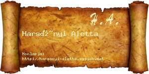 Harsányi Aletta névjegykártya